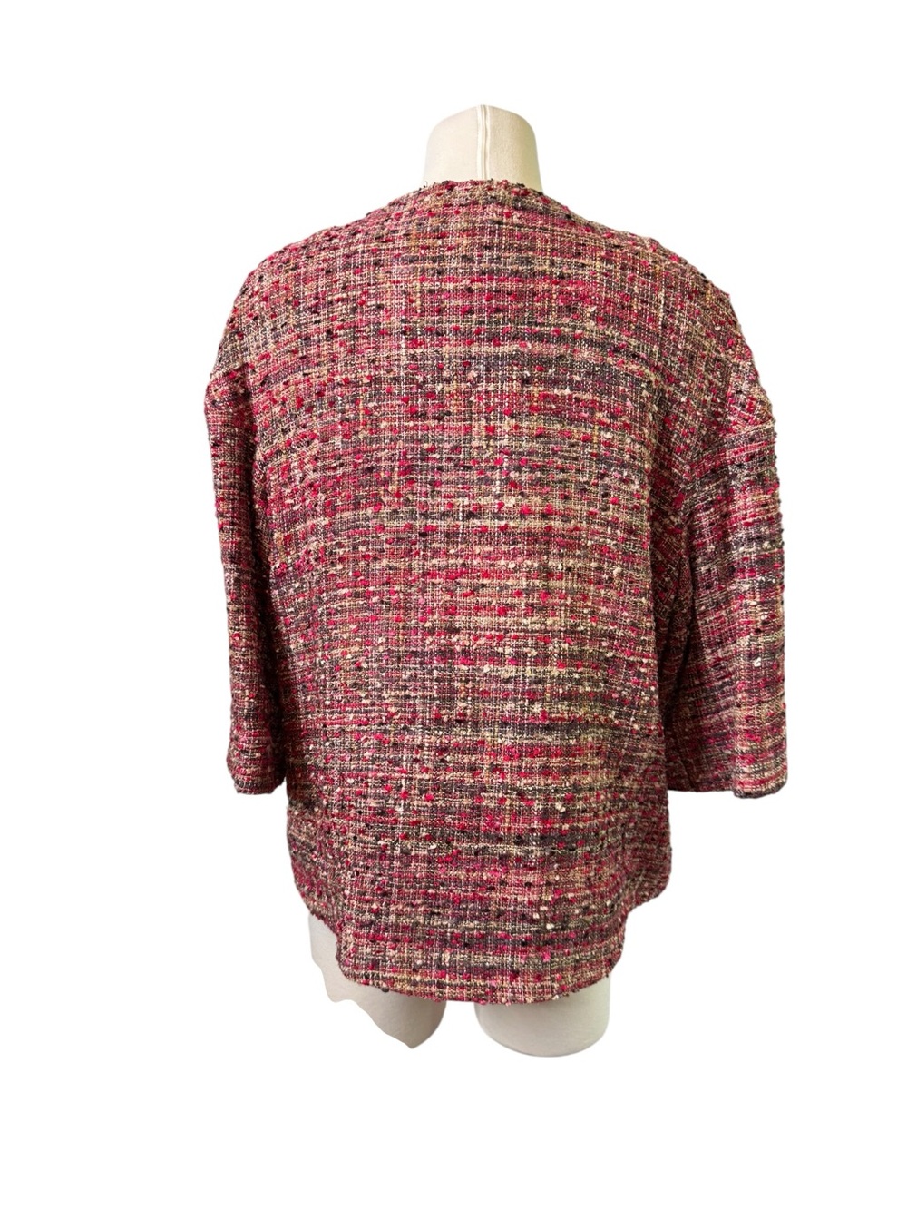 LOUBEN Womens Pink Tweed Open-Front Jacket size 12 - Picture 3 of 4